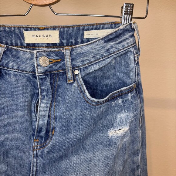 PacSun Cropped Wide Leg Jeans Medium Indigo | Size 24 | 90s Y2K Vintage Style - Picture 7 of 13